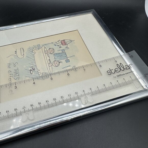 Vtg Framed Print Watercolor Boy Girl in Bathtub Thats The Difference Funny 1980s - Picture 10 of 12